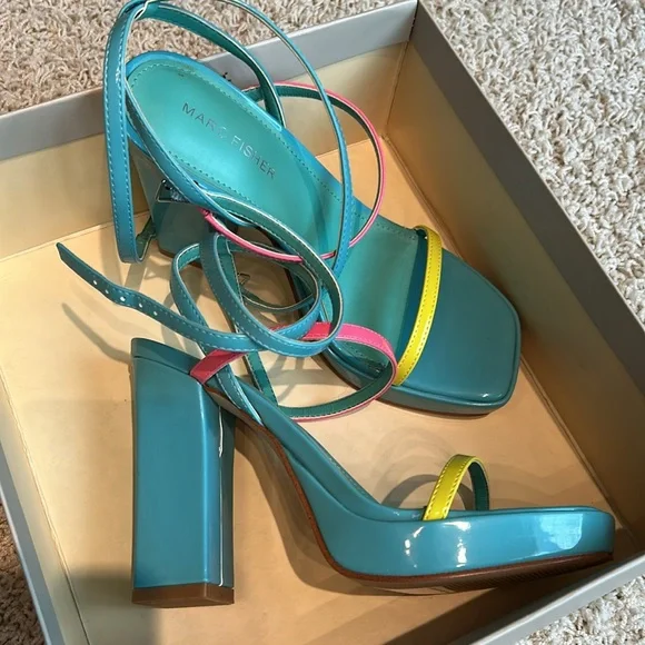 Colorful Strappy Women's Heels - Picture 3 of 4